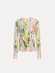 Oscar de la Renta Foxglove Printed Cardigan
