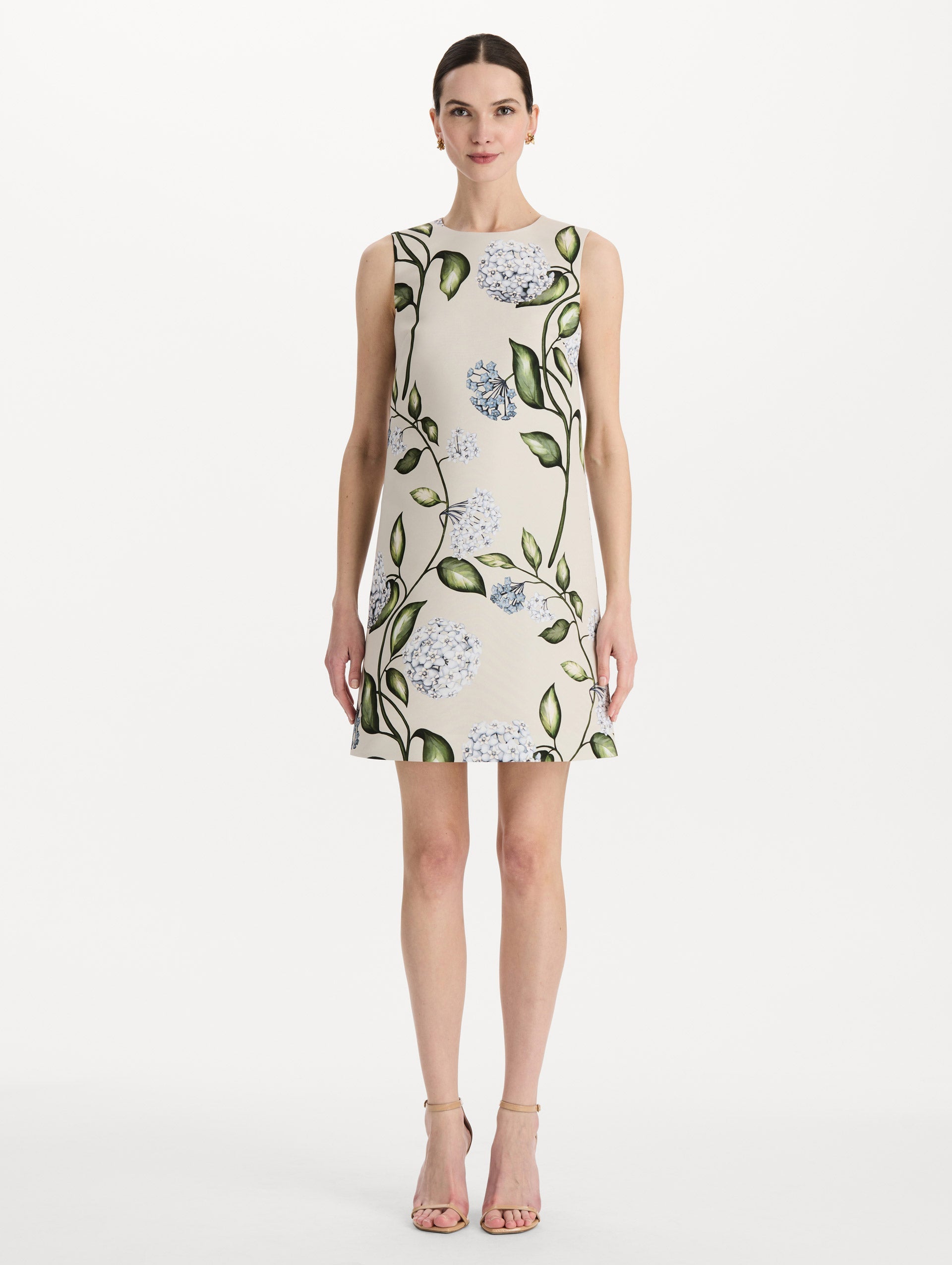 Oscar de la Renta Porcelain Flower Faille Shift Dress