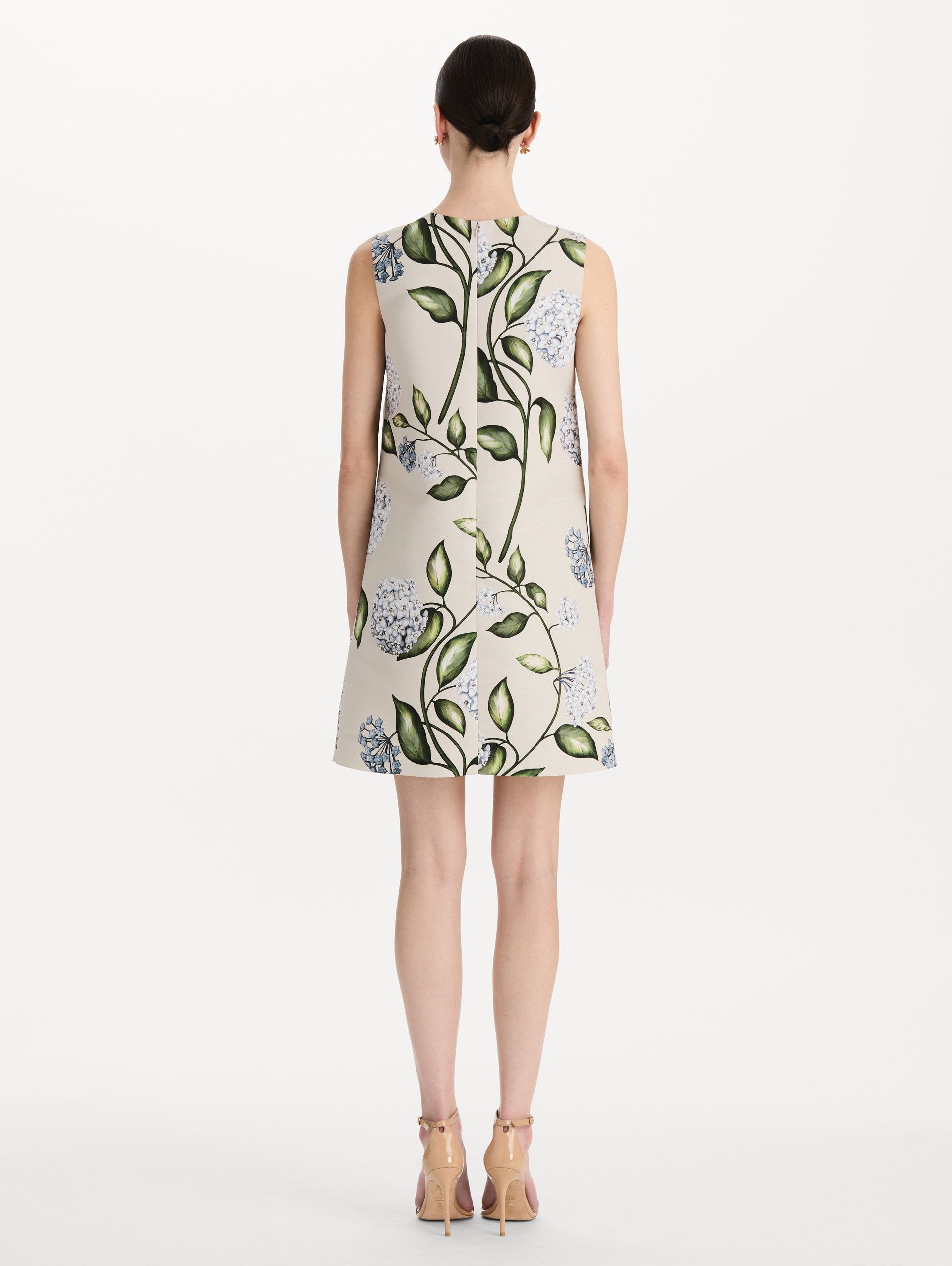 Oscar de la Renta Porcelain Flower Faille Shift Dress
