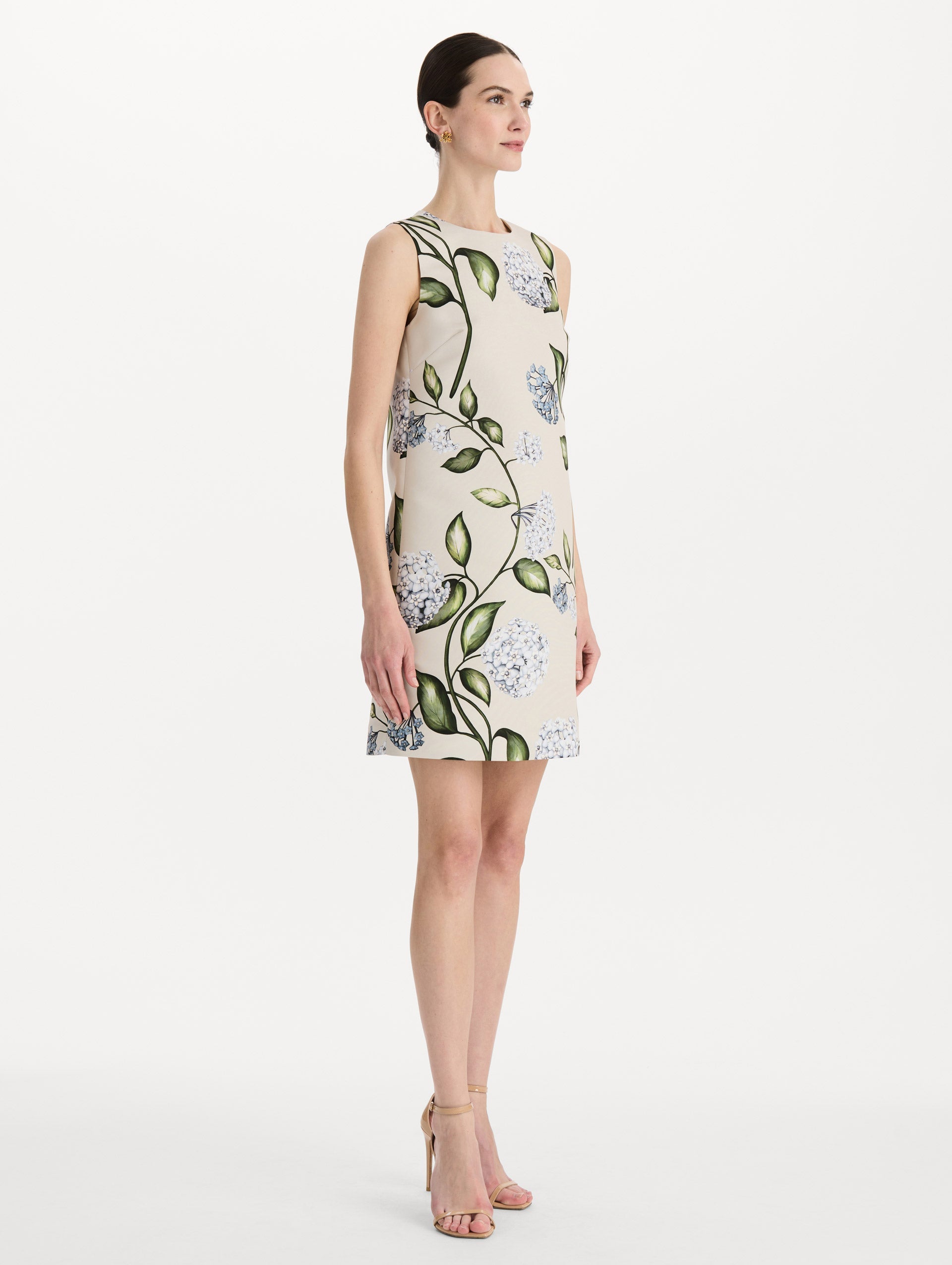 Oscar de la Renta Porcelain Flower Faille Shift Dress