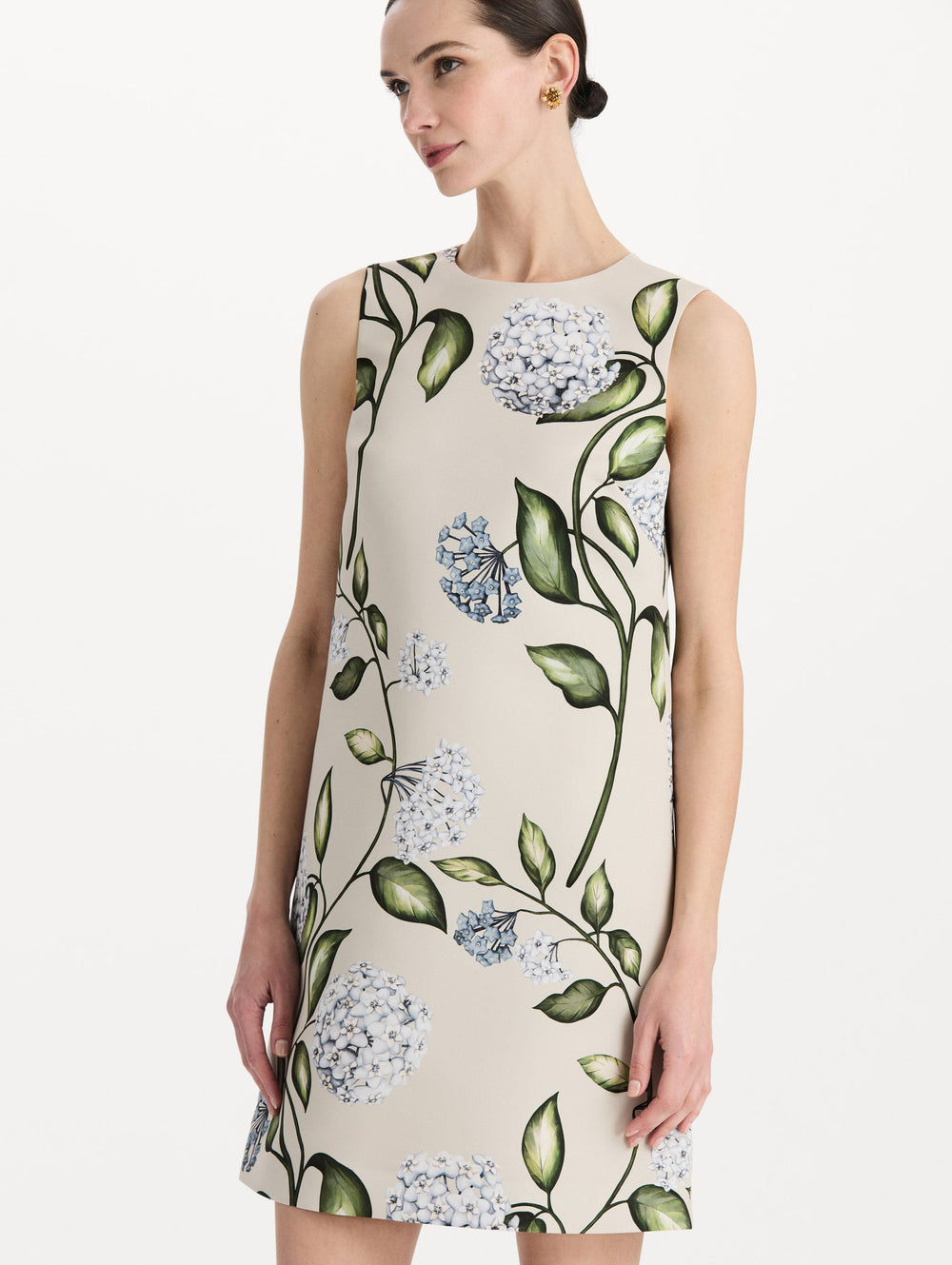 Oscar de la Renta Porcelain Flower Faille Shift Dress