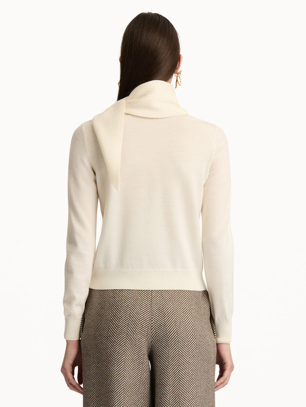 Oscar de la Renta Virgin Wool Pullover with Scarf
