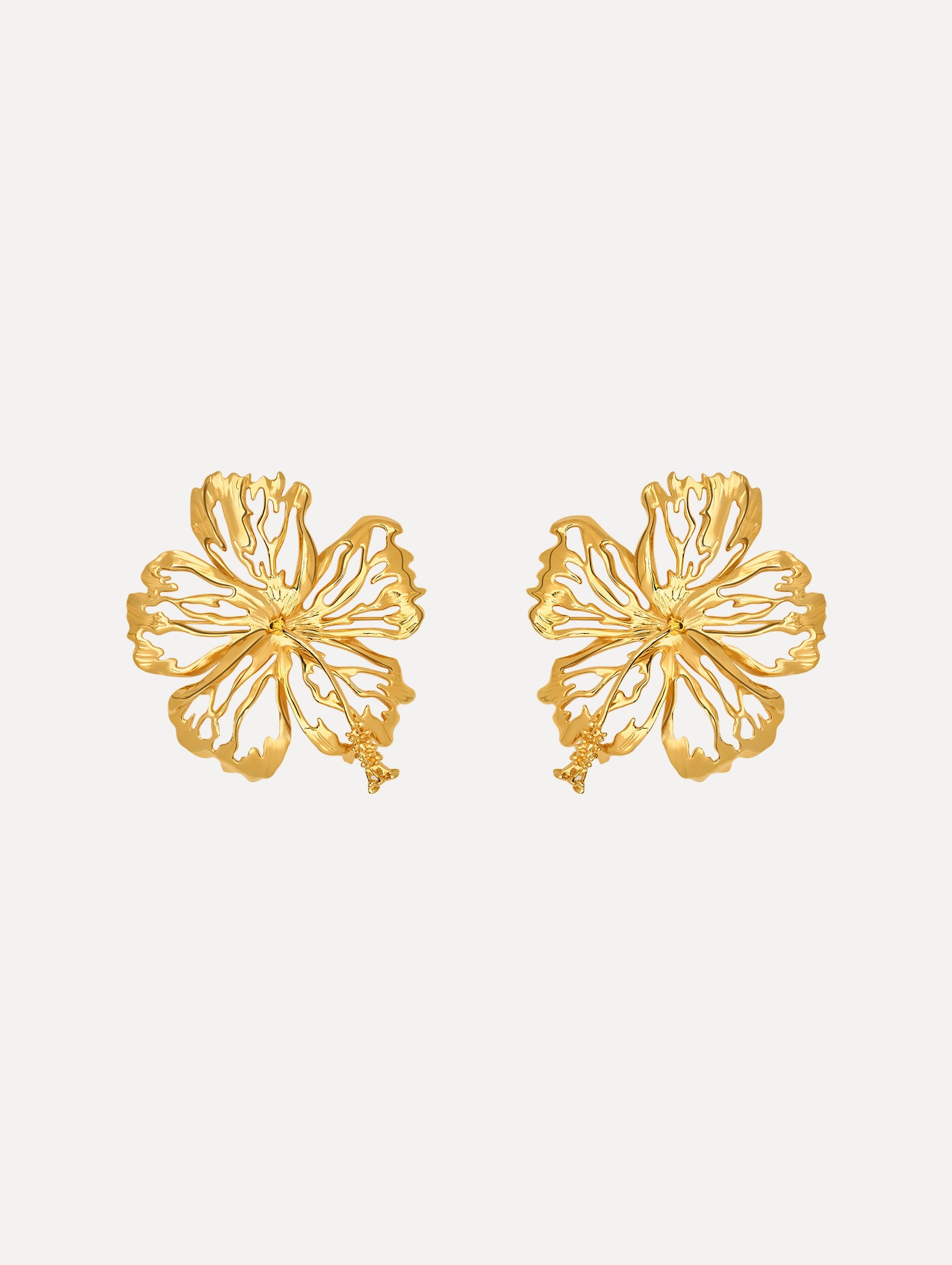 Oscar de la Renta Openwork Hibiscus Earrings