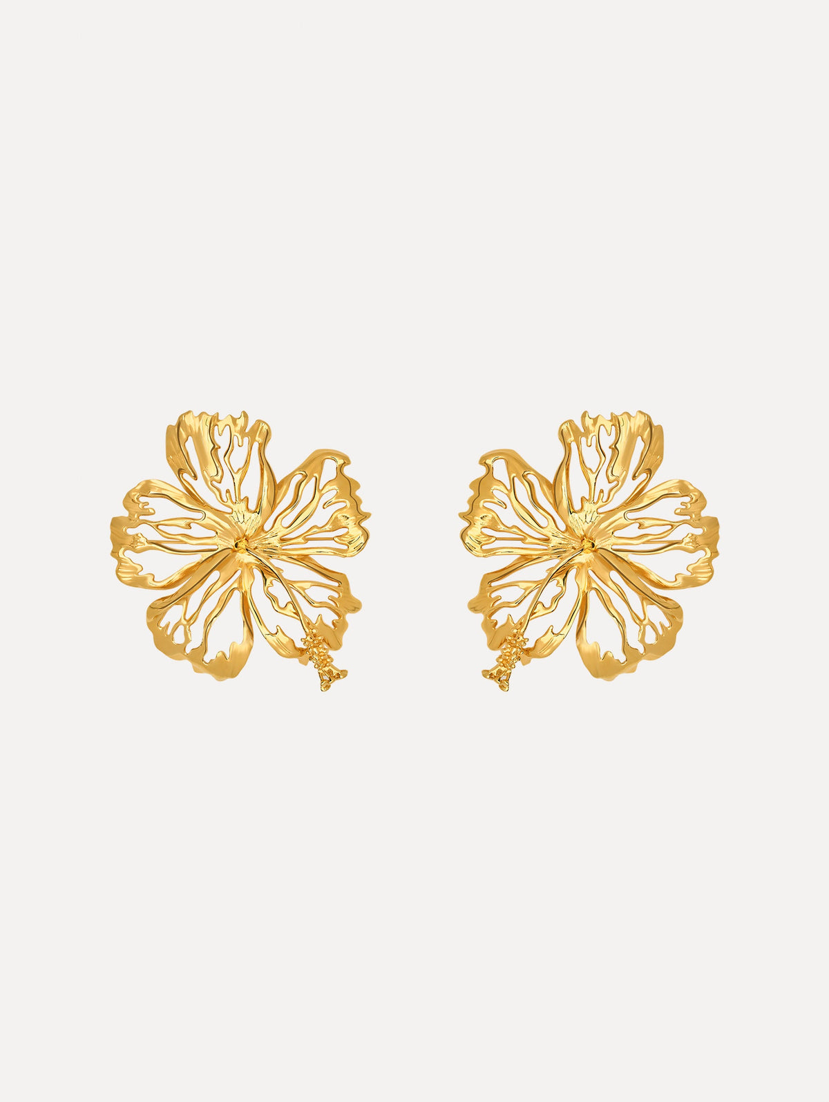 Oscar de la Renta Openwork Hibiscus Earrings