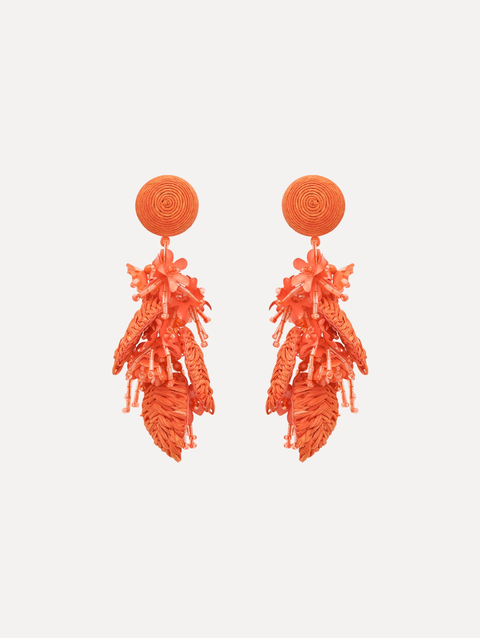 Oscar de la Renta Raffia Tassel Bouquet Clip-On Earrings