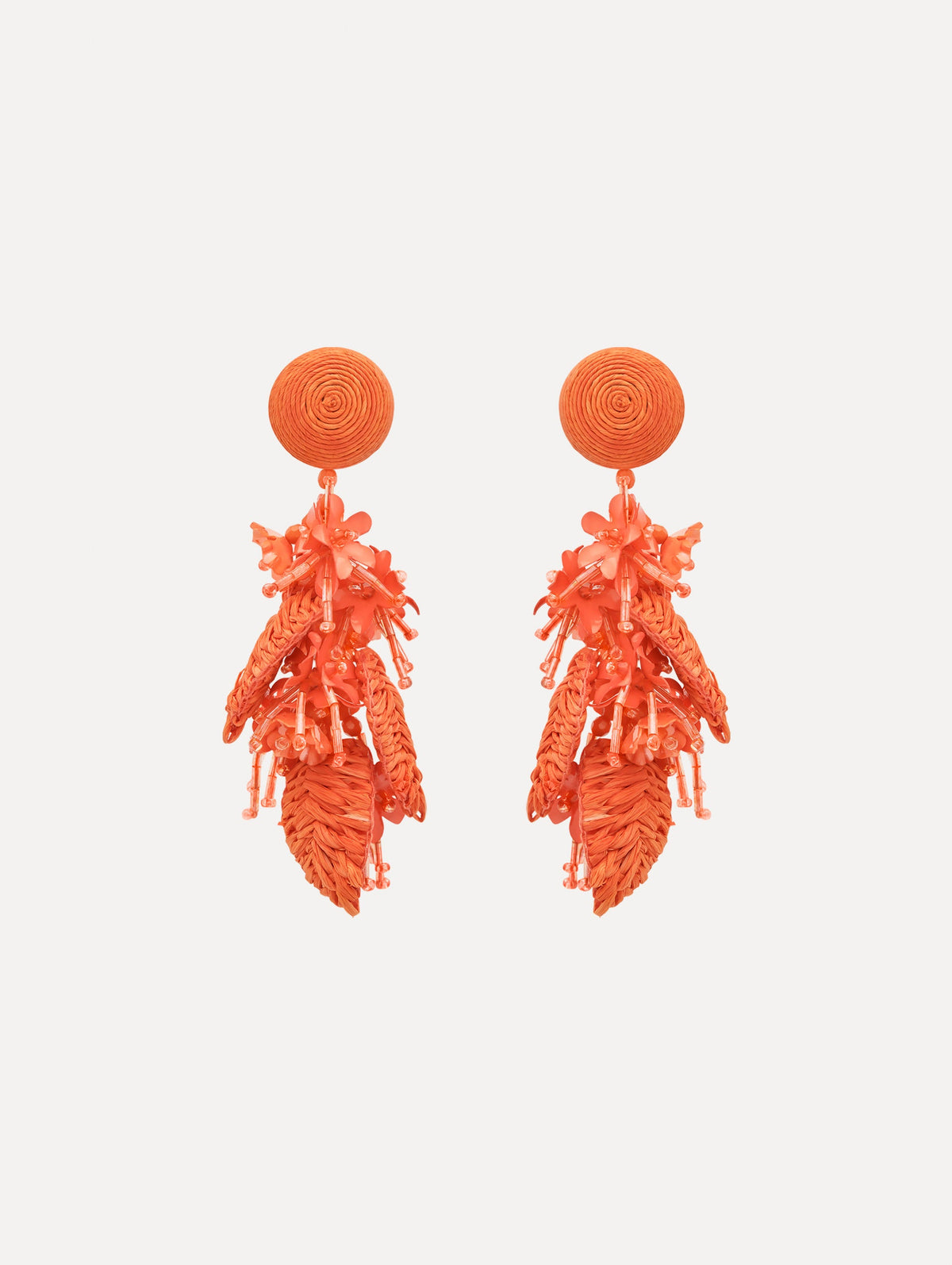 Oscar de la Renta Raffia Tassel Bouquet Clip-On Earrings
