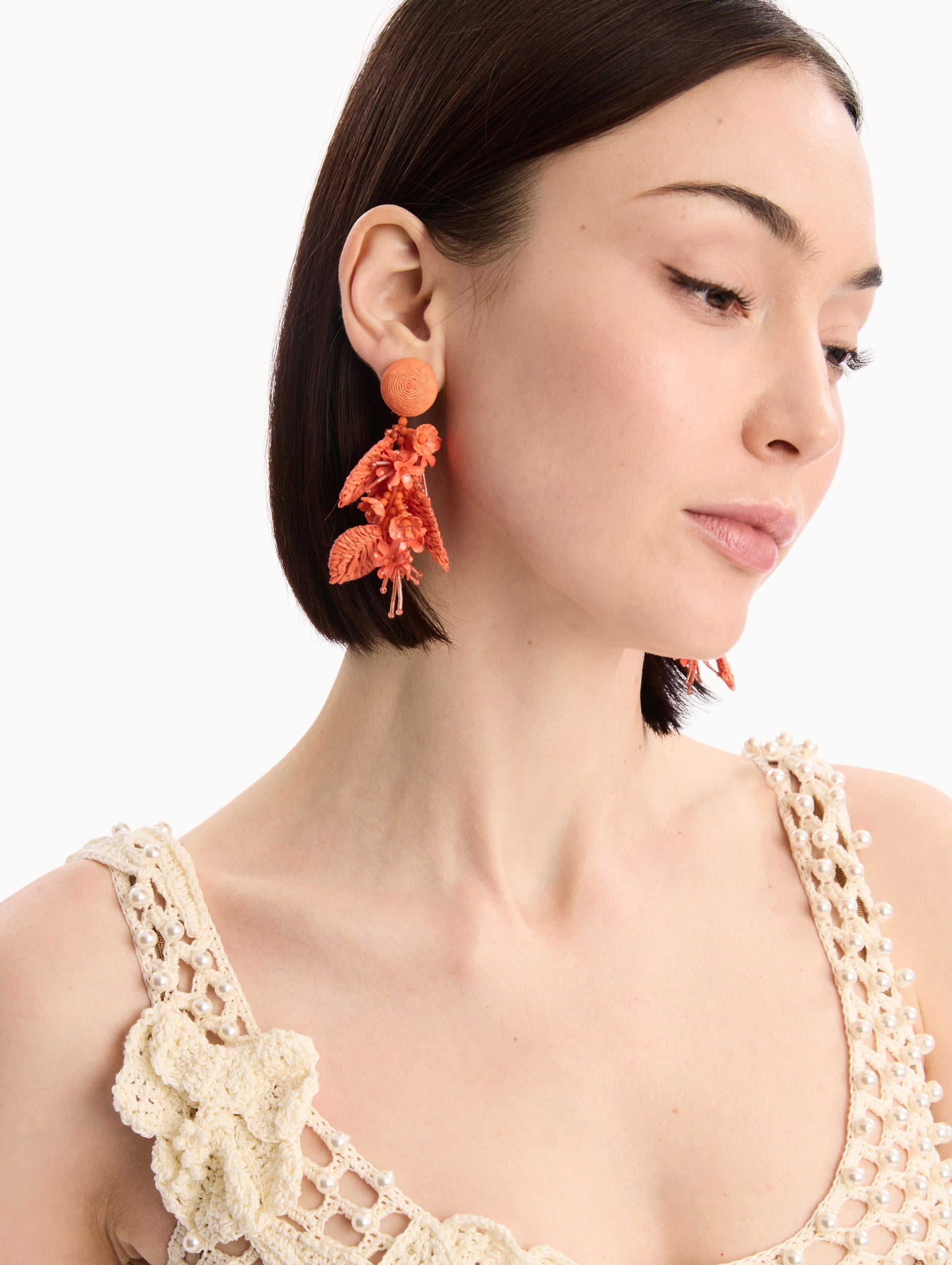 Oscar de la Renta Raffia Tassel Bouquet Clip-On Earrings