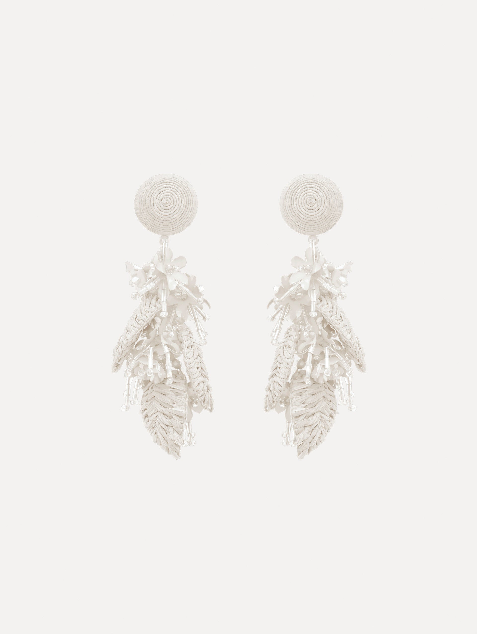 Oscar de la Renta Raffia Tassel Bouquet Clip-On Earrings
