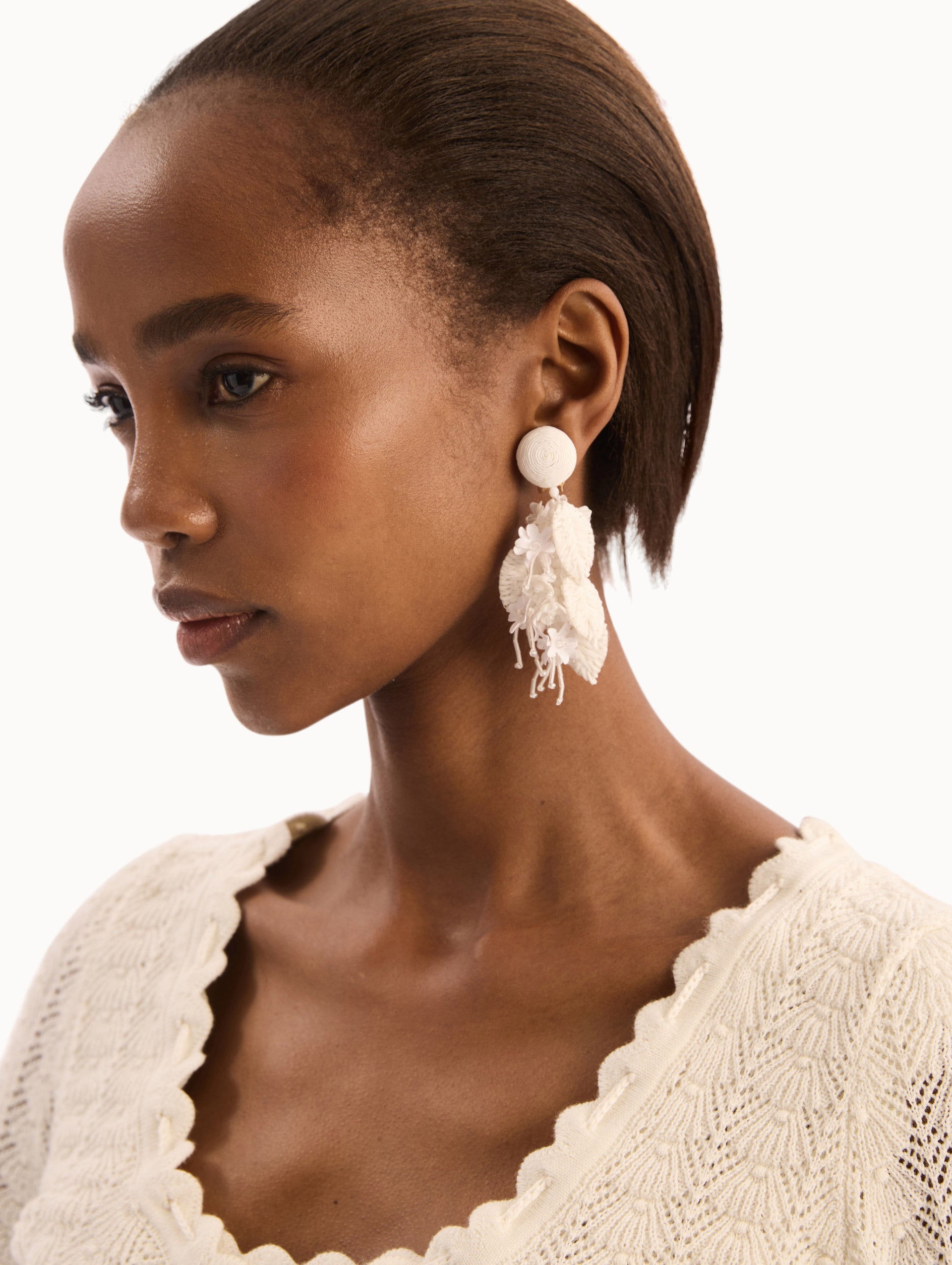 Oscar de la Renta Raffia Tassel Bouquet Clip-On Earrings
