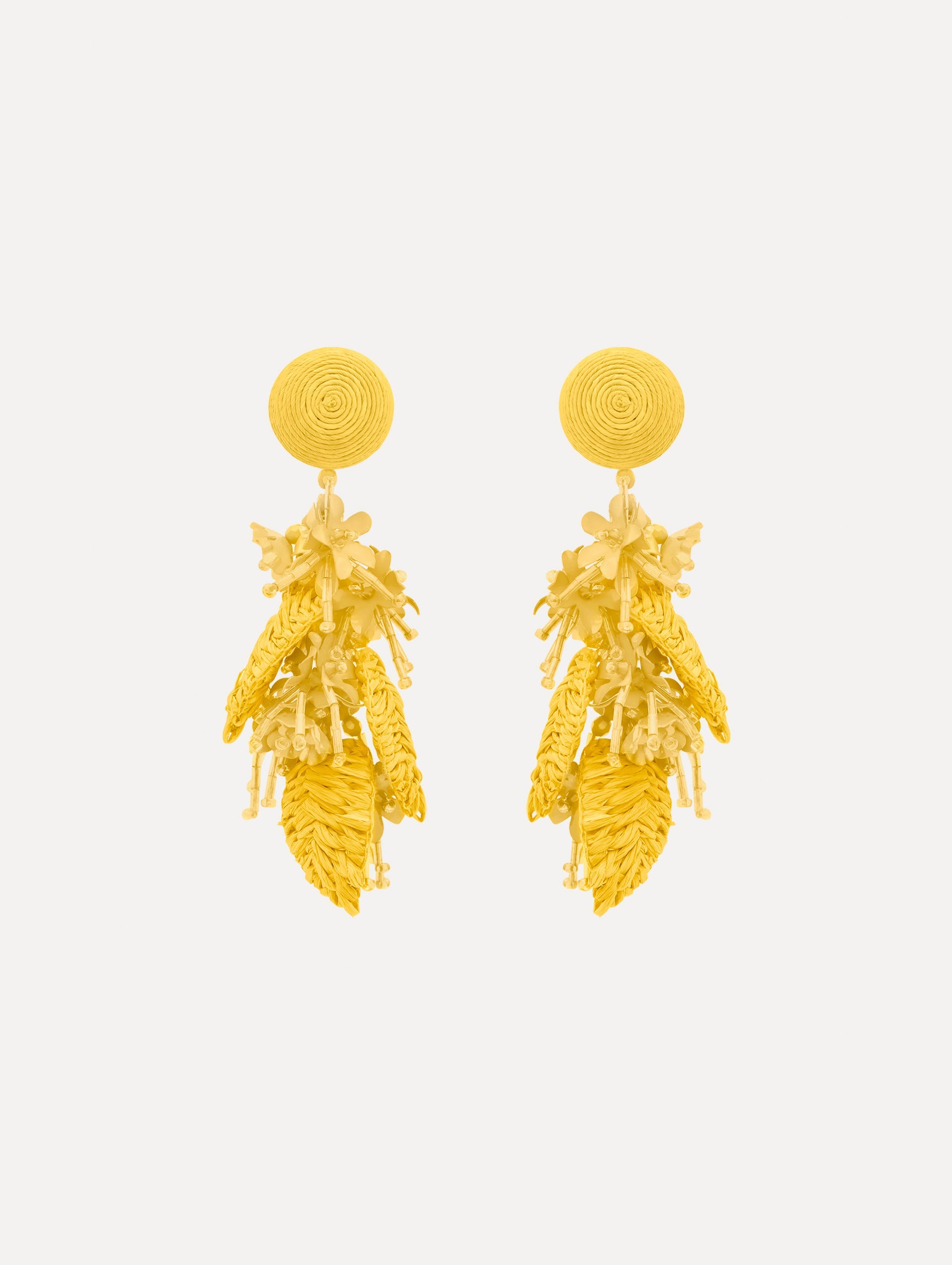 Oscar de la Renta Raffia Tassel Bouquet Clip-On Earrings