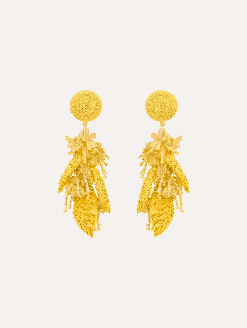 Oscar de la Renta Raffia Tassel Bouquet Clip-On Earrings