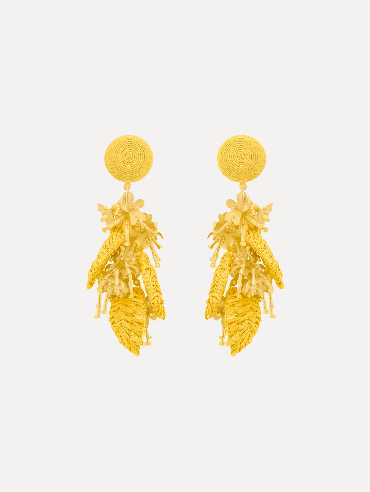 Oscar de la Renta Raffia Tassel Bouquet Clip-On Earrings