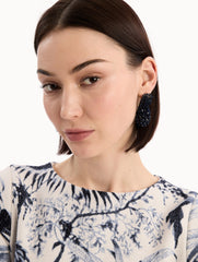 Oscar de la Renta Beaded Cluster Drop Earrings