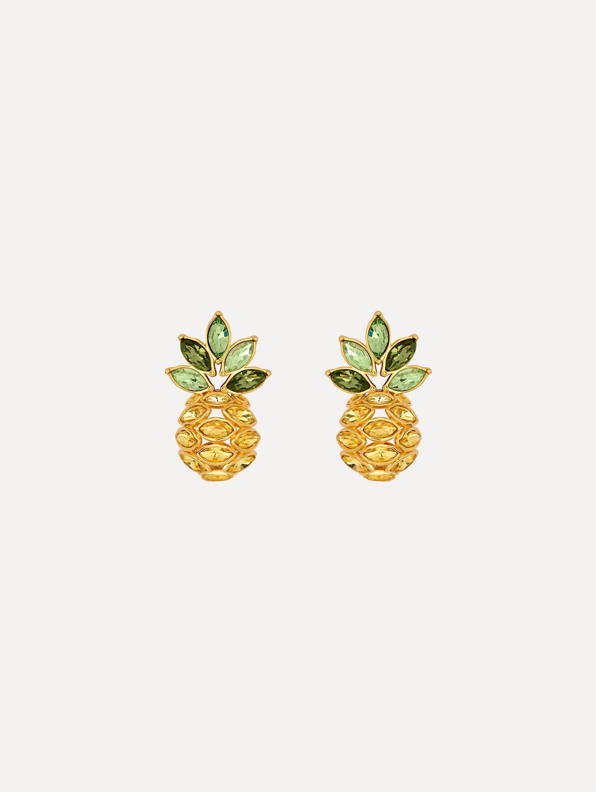 Oscar de la Renta Pineapple Crystal Leaf Clip-On Earrings