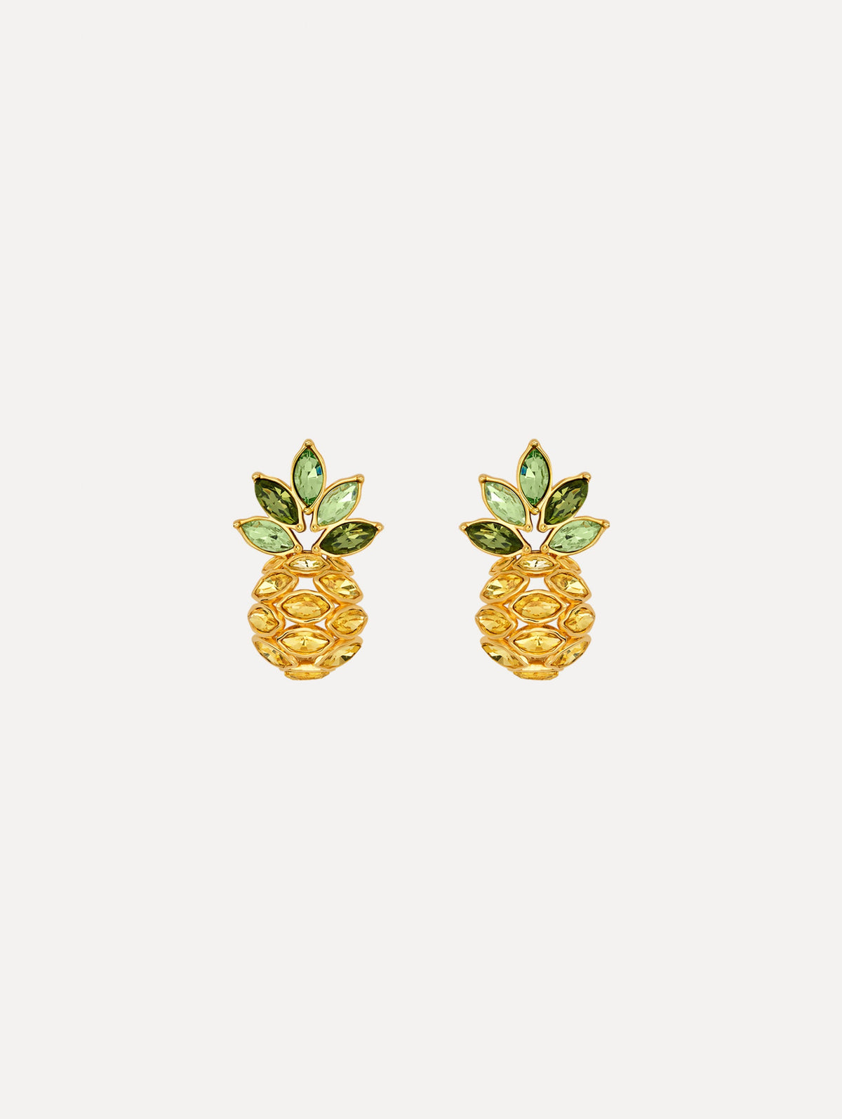 Oscar de la Renta Pineapple Crystal Leaf Clip-On Earrings