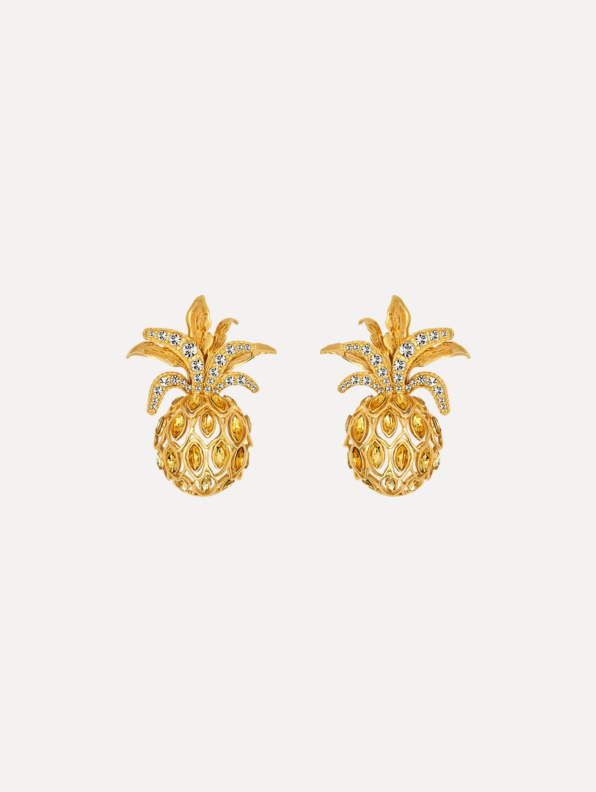 Oscar de la Renta Pineapple Pavé Clip-On Earrings