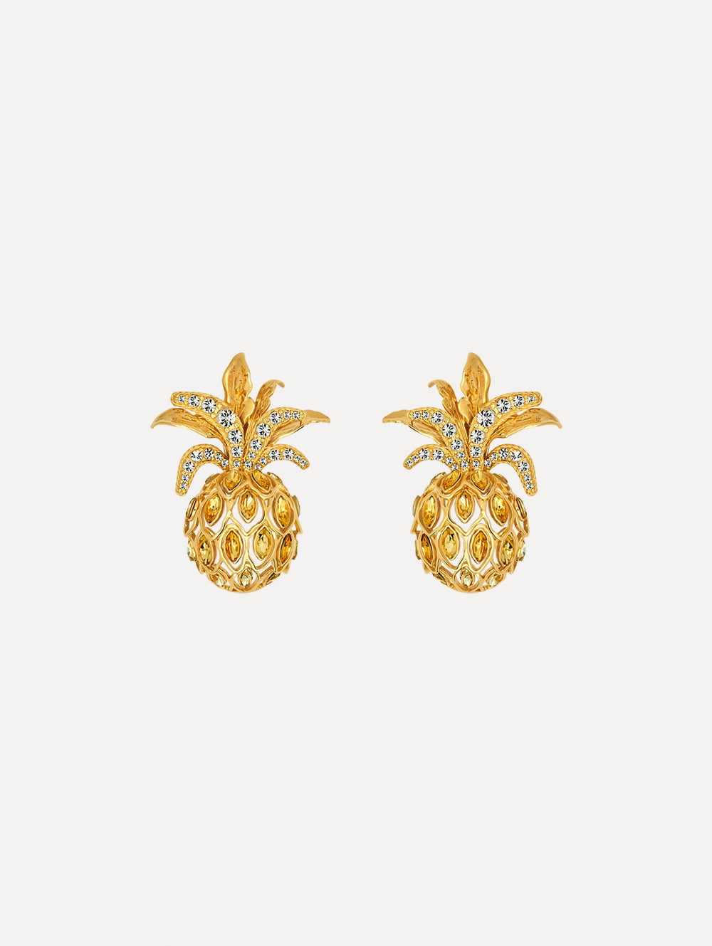 Oscar de la Renta Pineapple Pavé Clip-On Earrings