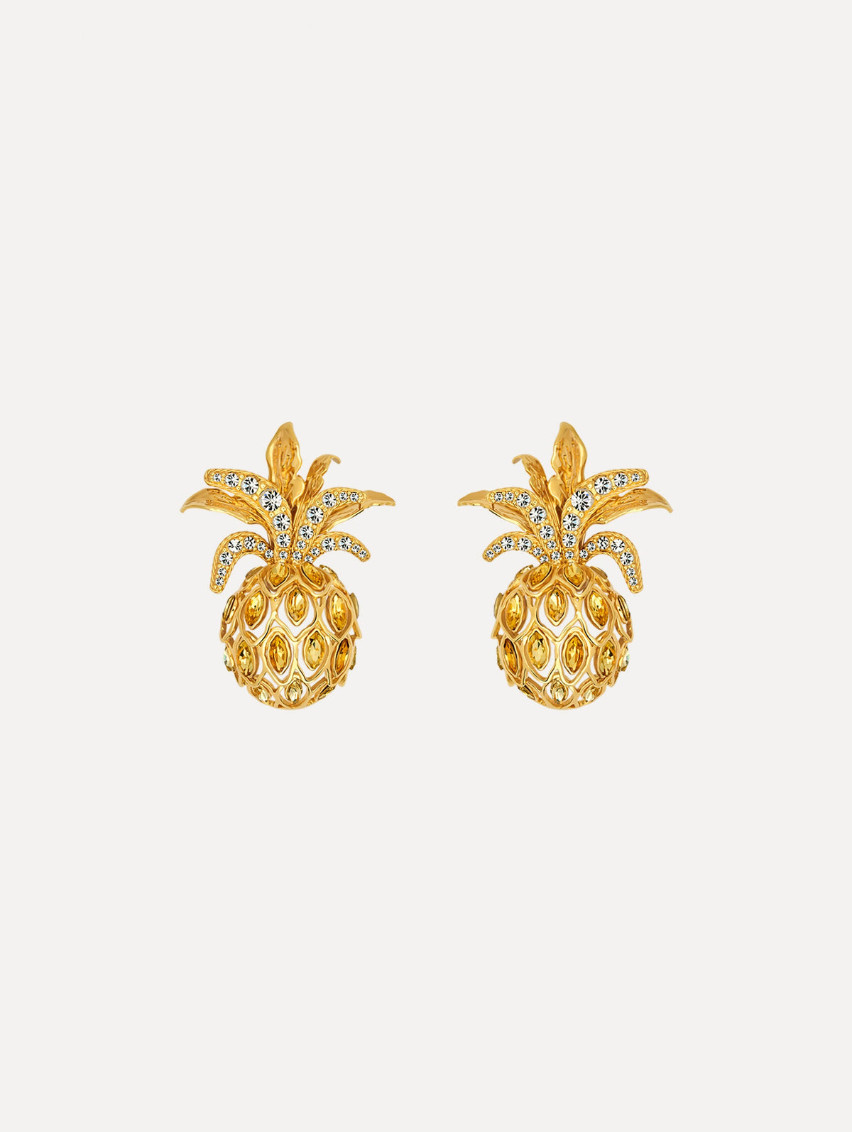 Oscar de la Renta Pineapple Pavé Clip-On Earrings