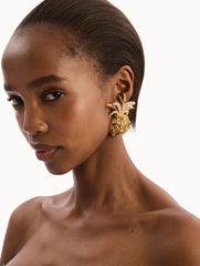 Oscar de la Renta Pineapple Pavé Clip-On Earrings