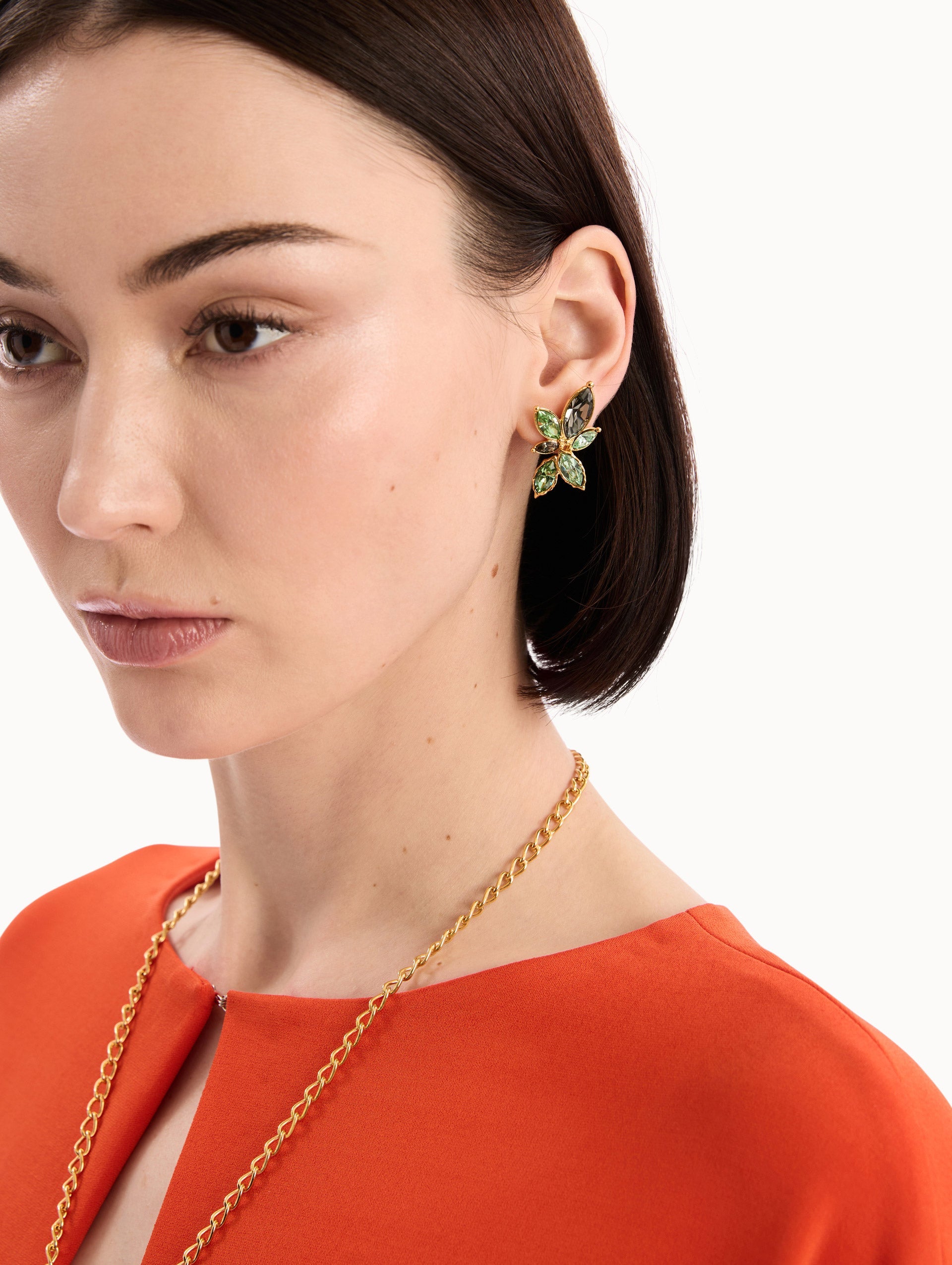 Oscar de la Renta Navette Crystal Clip-On Earrings