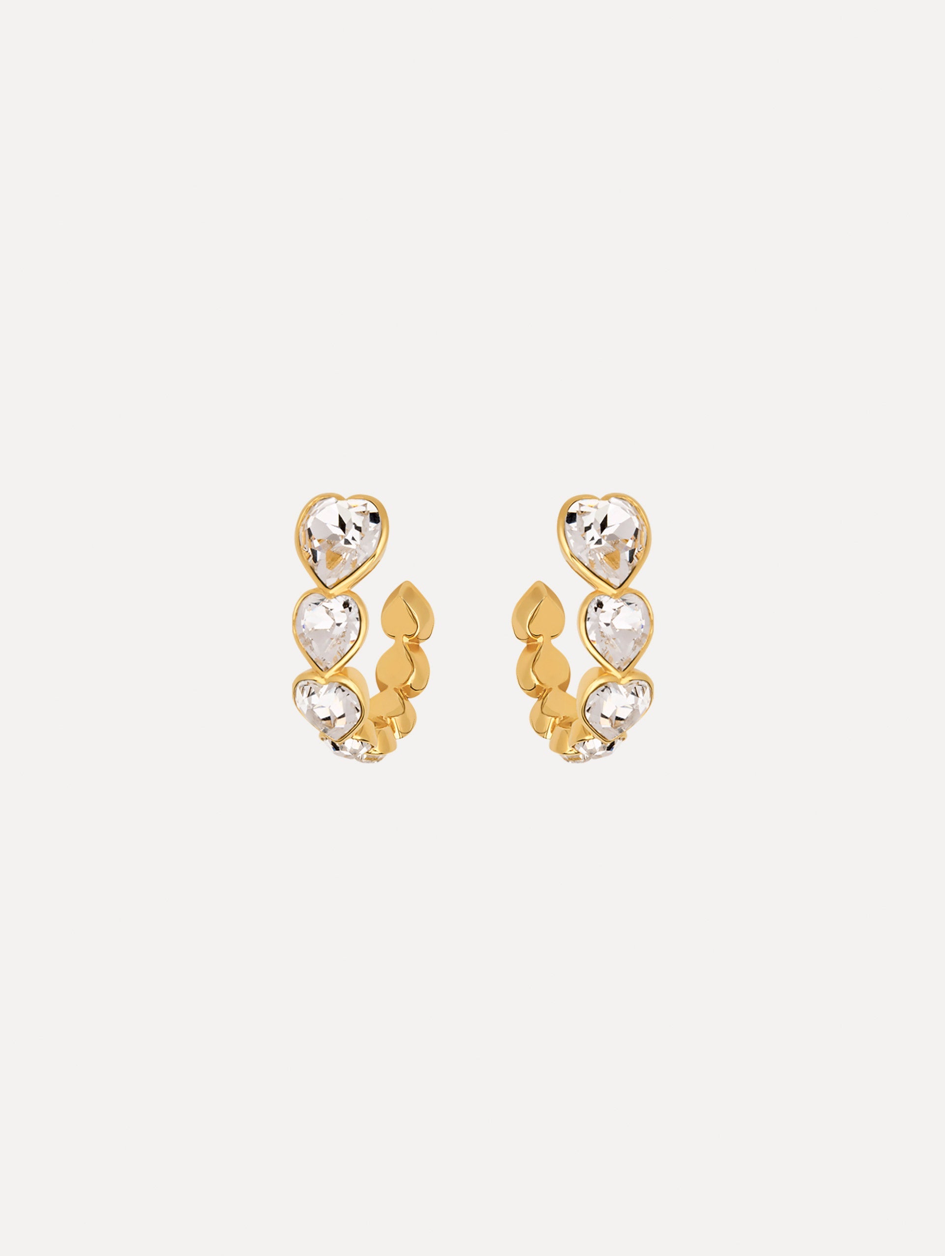 Oscar de la Renta Crystal Heart Hoop Earrings