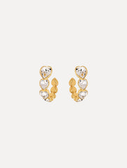 Oscar de la Renta Crystal Heart Hoop Earrings