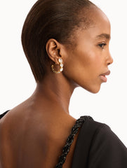 Oscar de la Renta Crystal Heart Hoop Earrings