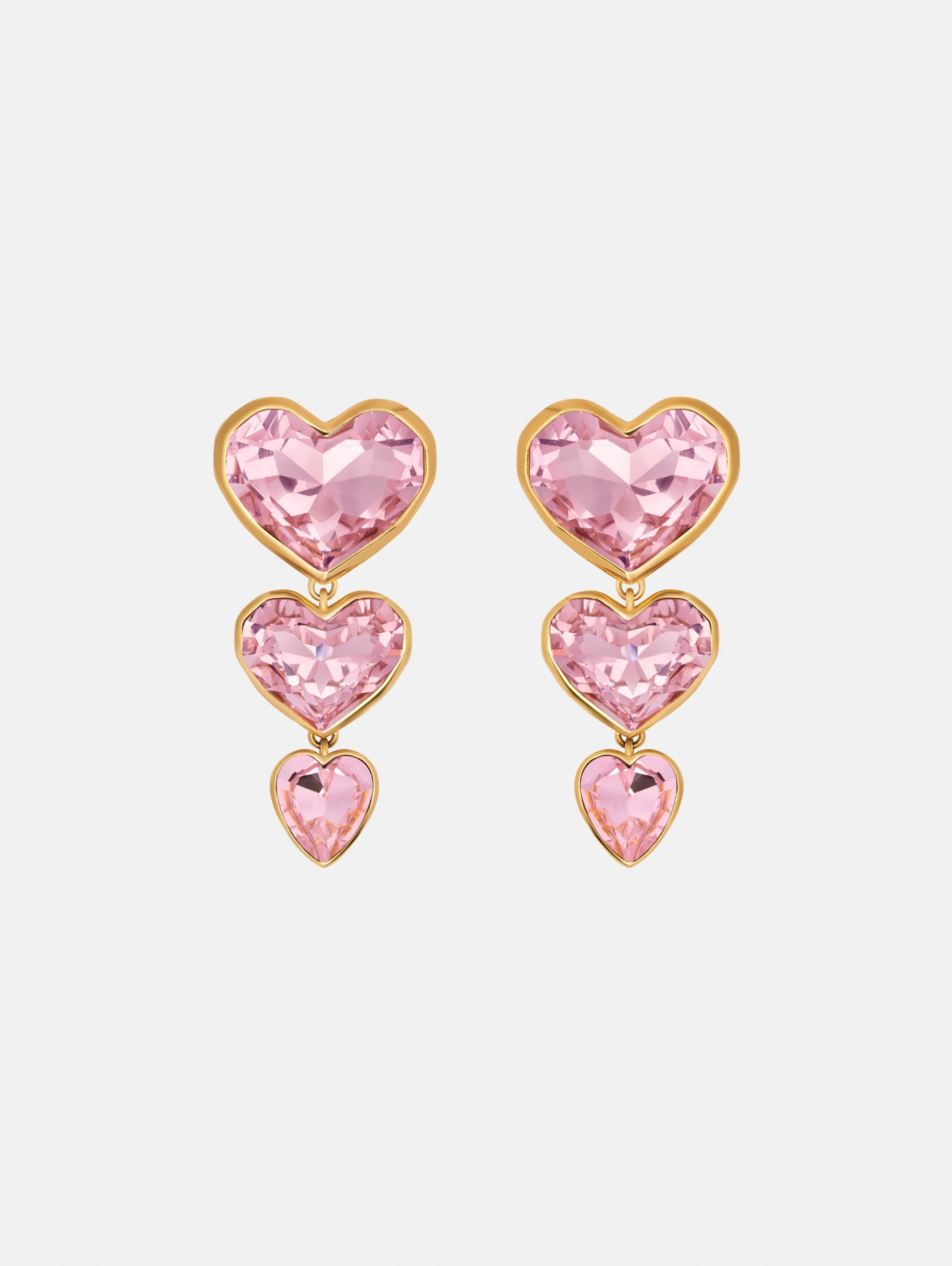 Oscar de la Renta Crystal Heart Drop Clip-On Earrings