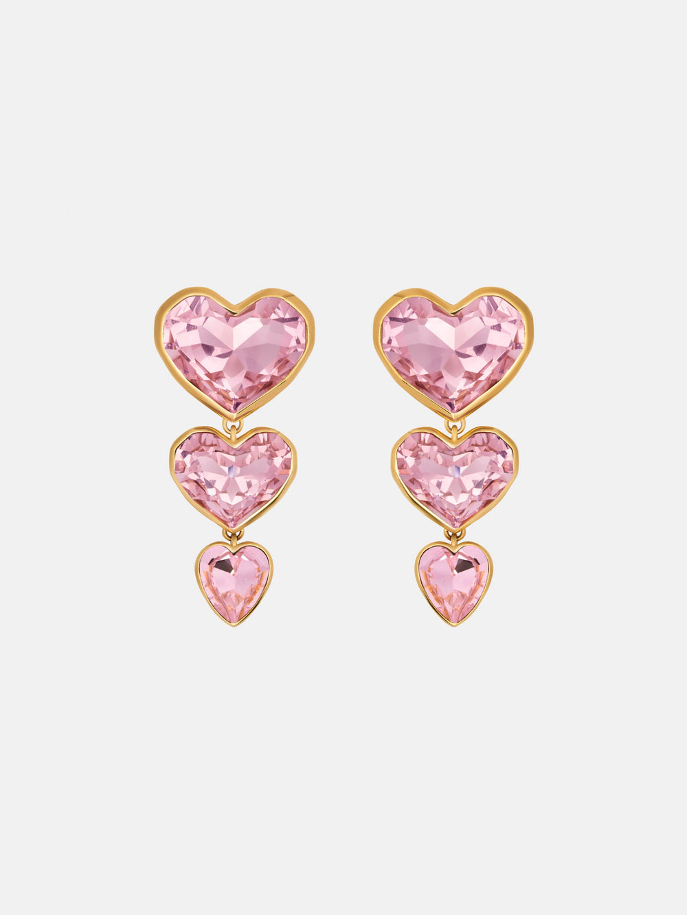 Oscar de la Renta Crystal Heart Drop Clip-On Earrings
