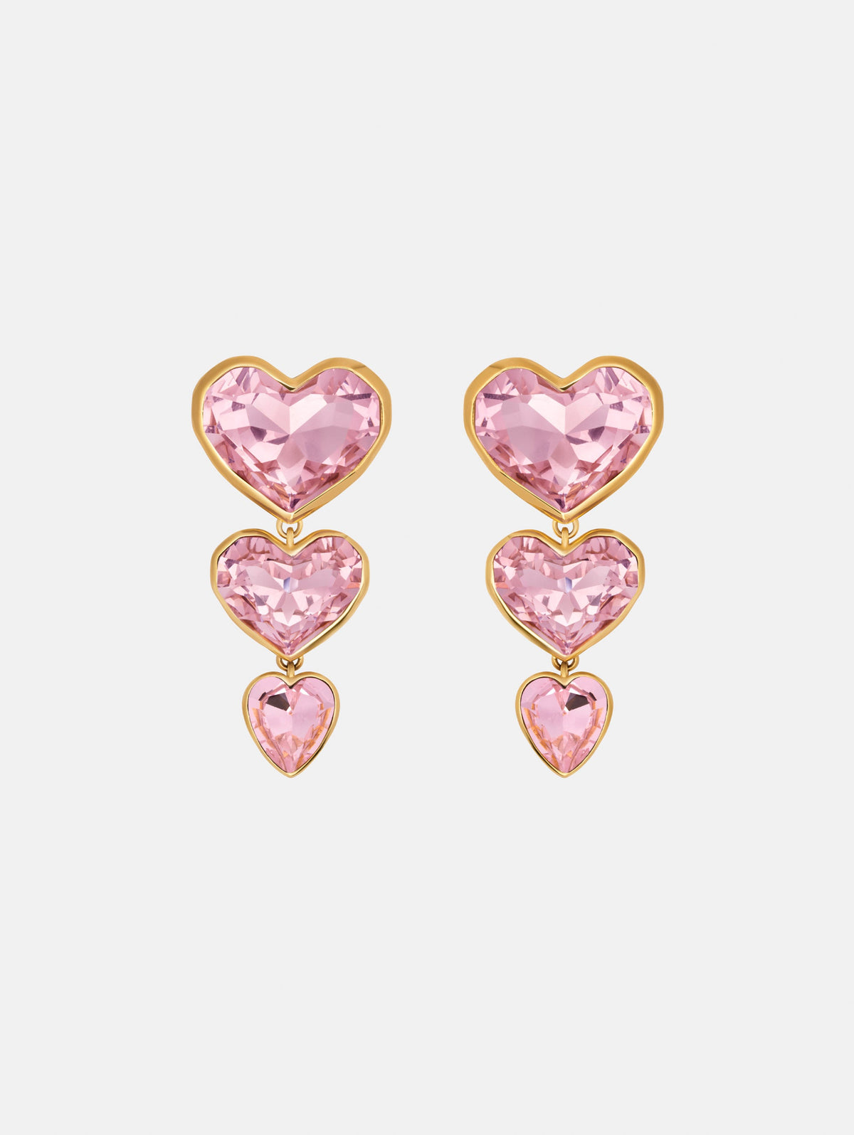 Oscar de la Renta Crystal Heart Drop Clip-On Earrings