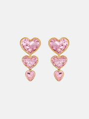 Oscar de la Renta Crystal Heart Drop Clip-On Earrings