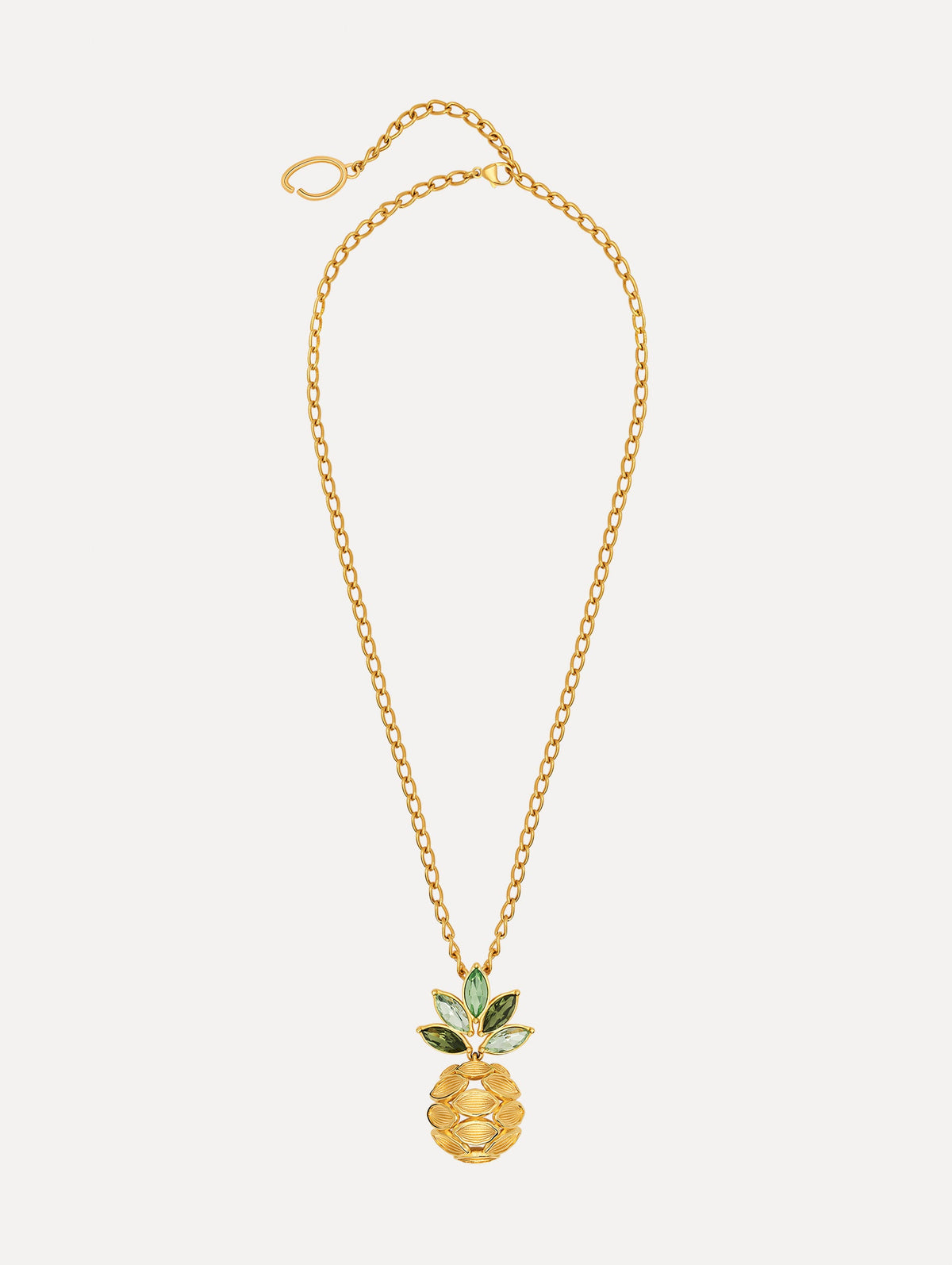 Oscar de la Renta Pineapple Crystal Leaf Pendant Necklace