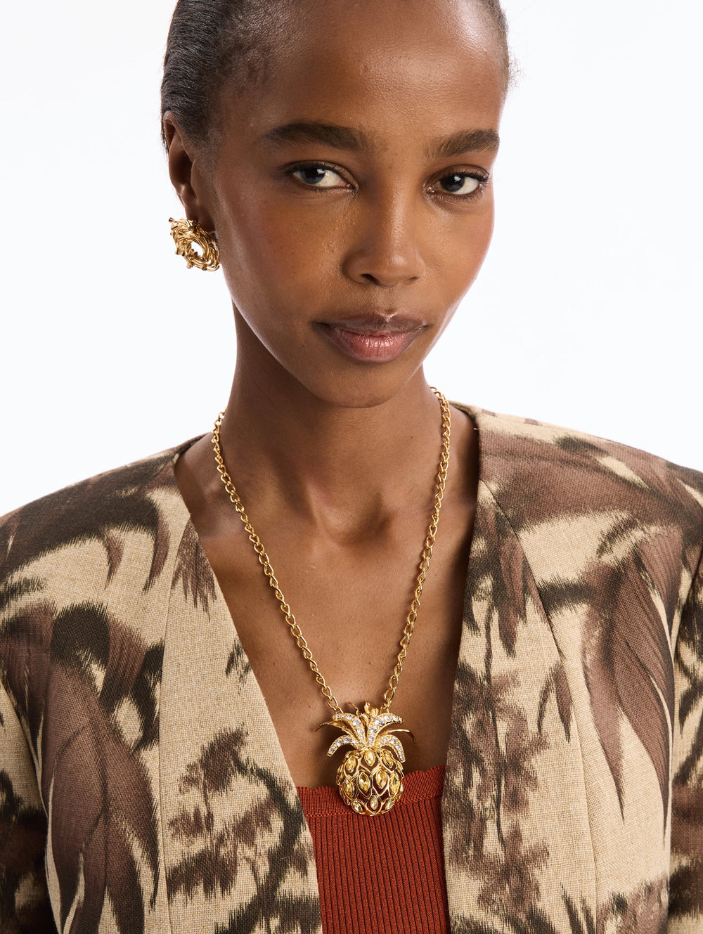 Oscar de la Renta Pineapple Pavé Pendant Necklace