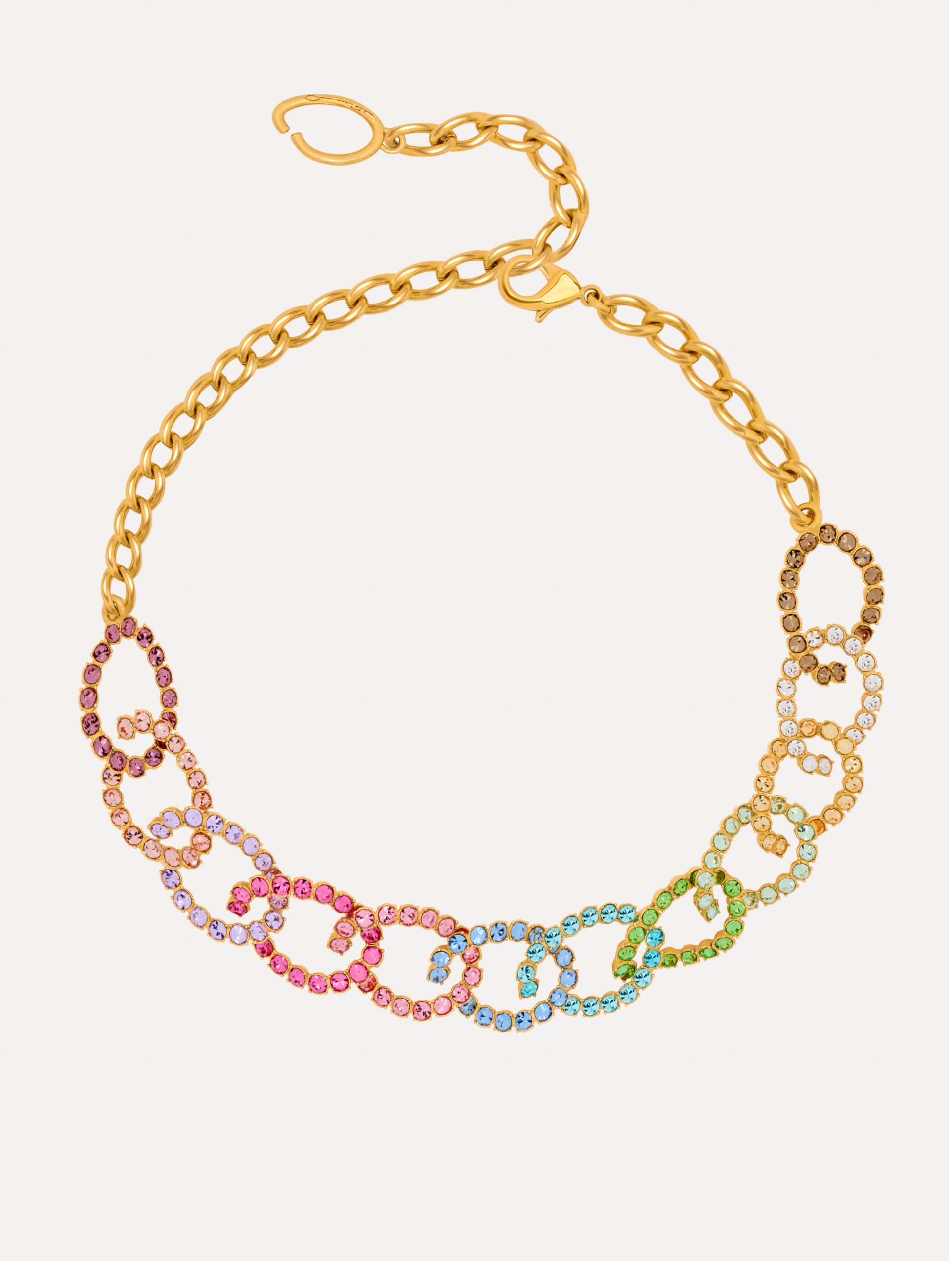 Oscar de la Renta Rhinestone Chain-Link Necklace