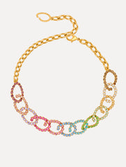 Oscar de la Renta Rhinestone Chain-Link Necklace