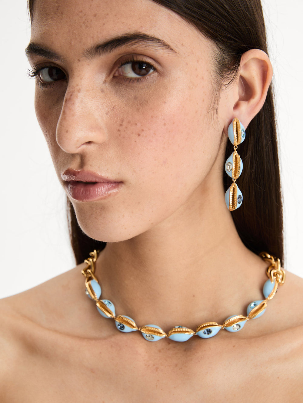 Oscar de la Renta Enamel Cowrie Shell Necklace