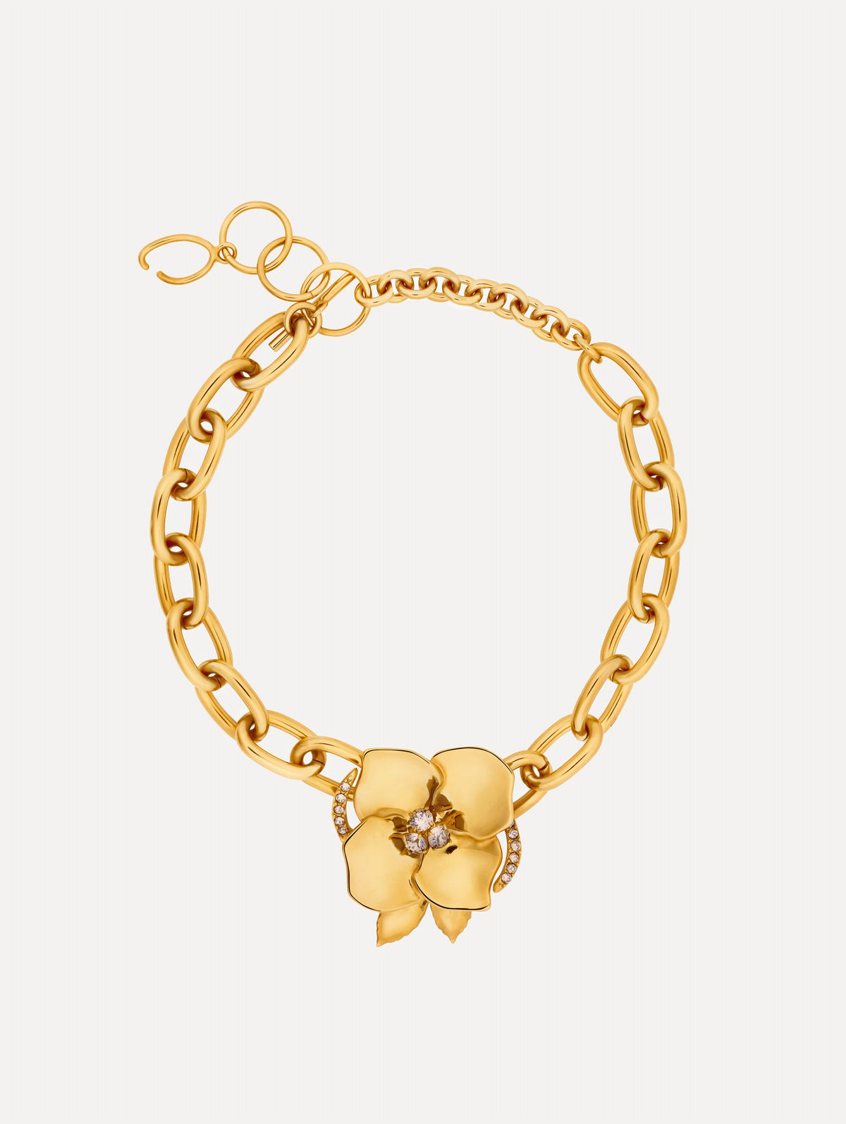 Oscar de la Renta Gold Blossom Chain-Link Necklace