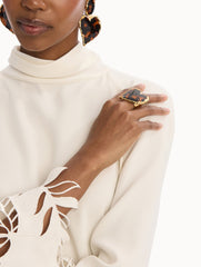 Oscar de la Renta Tortoise Stone Heart Ring