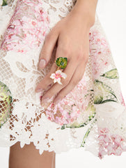 Oscar de la Renta Enamel Cyclamen Ring