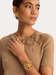 Oscar de la Renta Threaded Flower Cuff Bracelet
