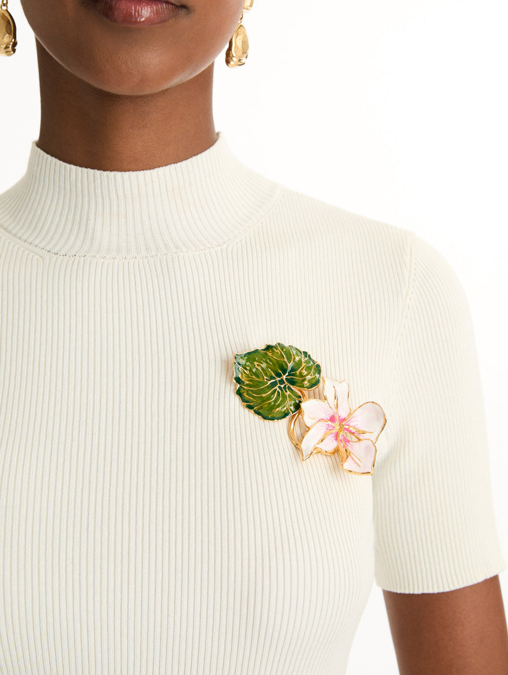 Oscar de la Renta Enamel Cyclamen Brooch