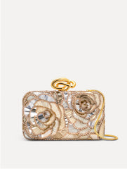 Oscar de la Renta Geometric Sequin Rosette Knot Minaudière