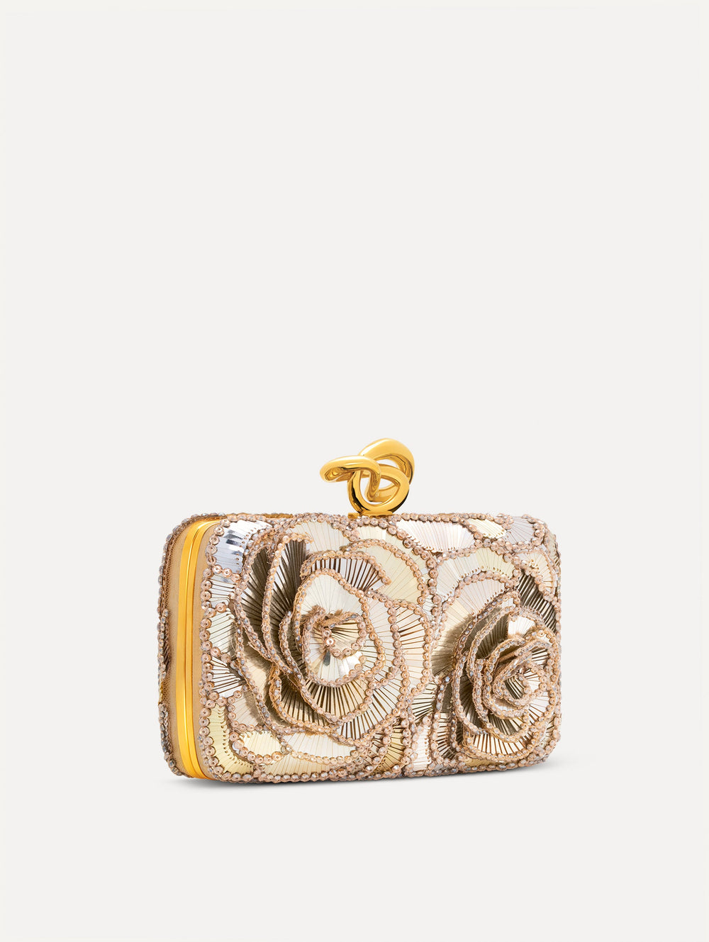 Oscar de la Renta Geometric Sequin Rosette Knot Minaudière