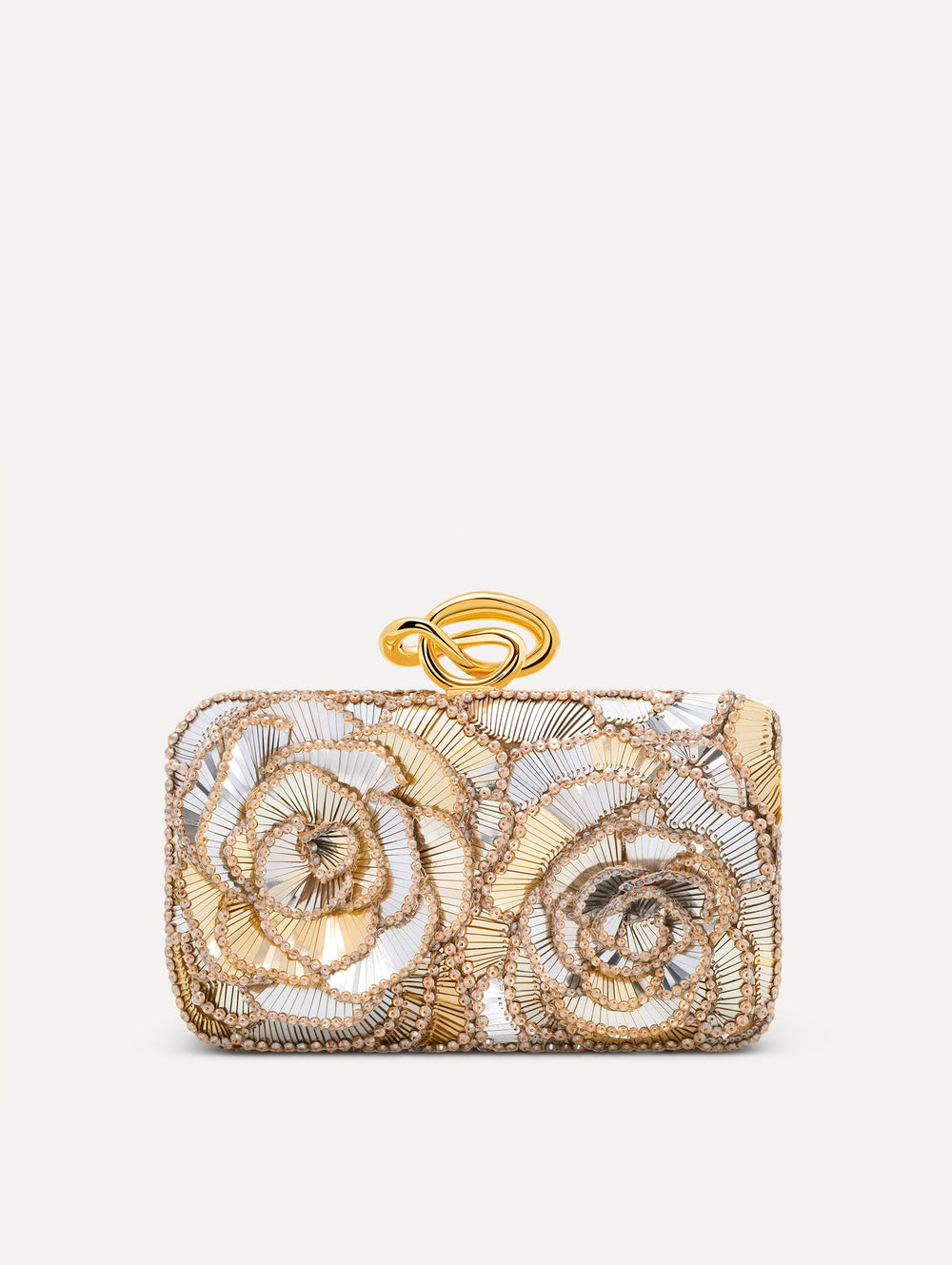 Oscar de la Renta Geometric Sequin Rosette Knot Minaudière