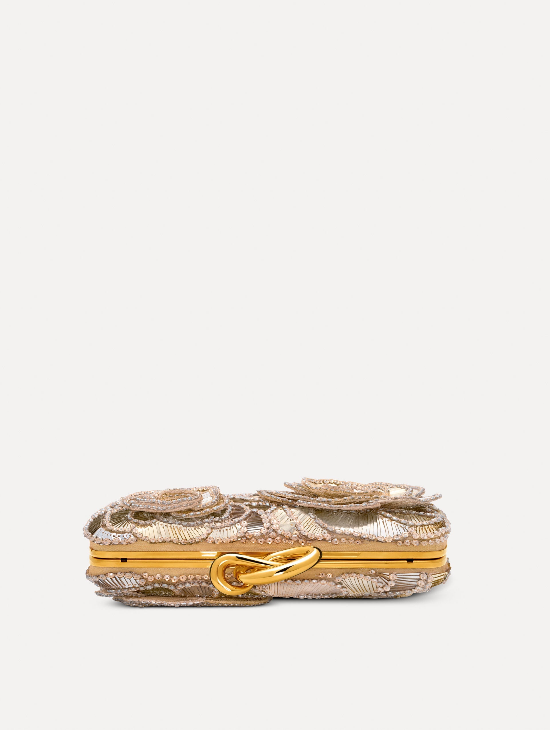 Oscar de la Renta Geometric Sequin Rosette Knot Minaudière