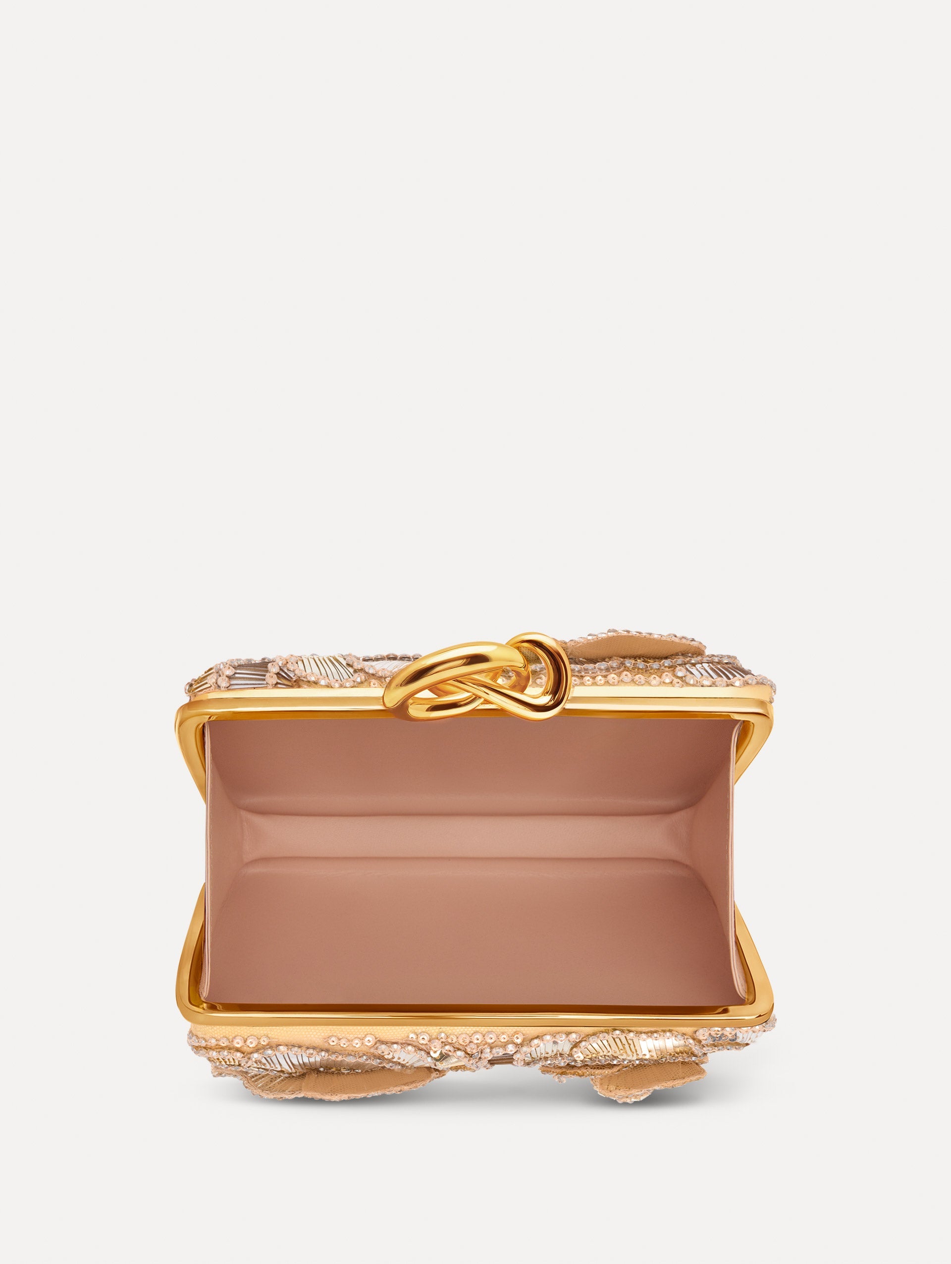 Oscar de la Renta Geometric Sequin Rosette Knot Minaudière