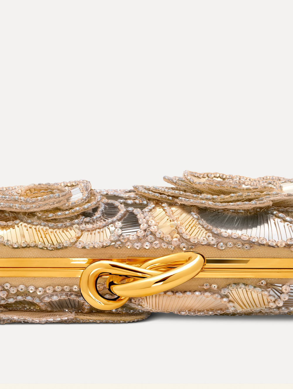 Oscar de la Renta Geometric Sequin Rosette Knot Minaudière