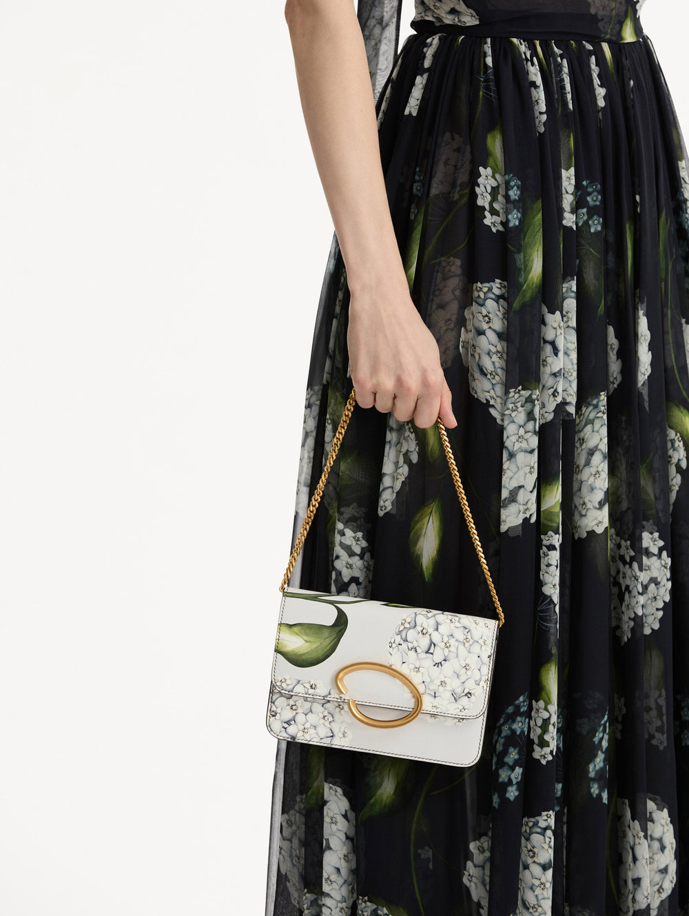 Oscar de la Renta Porcelain Flower-Printed O Pochette