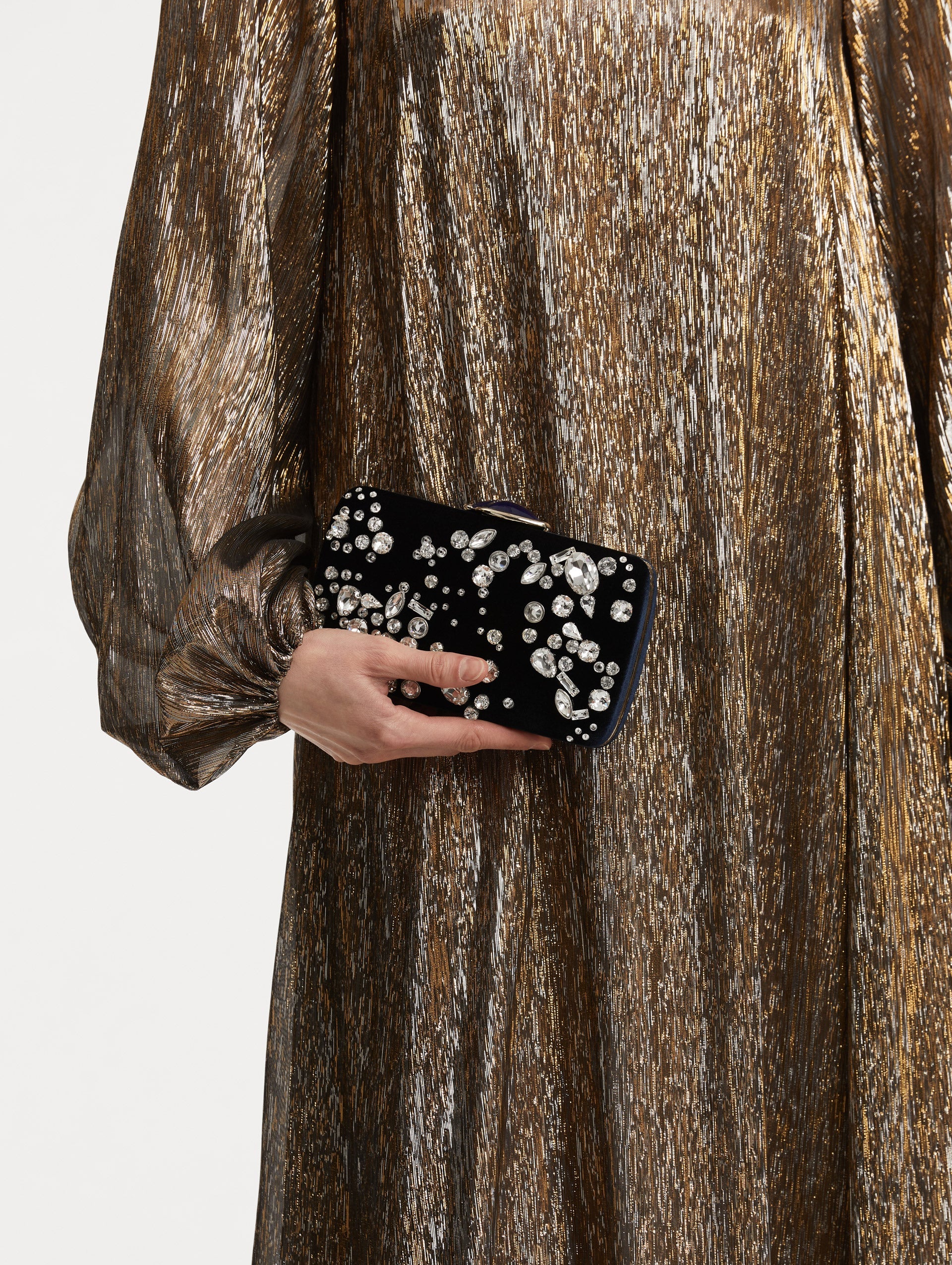 Oscar de la Renta Crystal Cluster Embroidered Minaudière