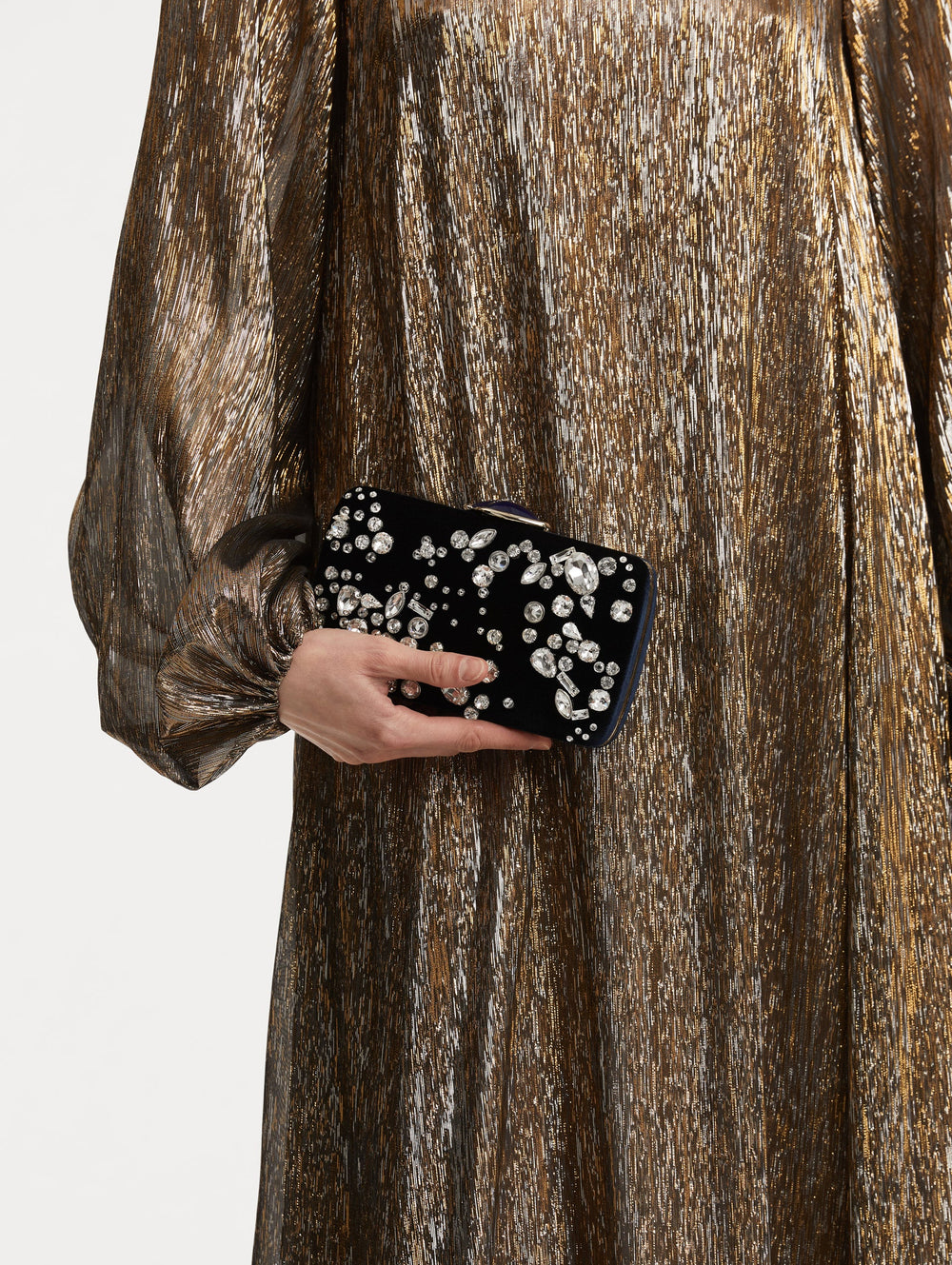 Oscar de la Renta Crystal Cluster Embroidered Minaudière
